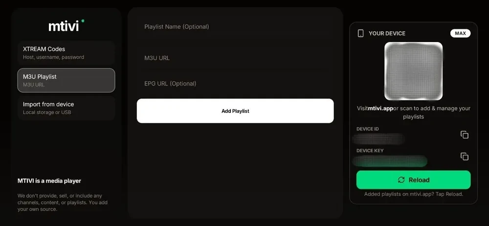 mtivi.app | Home Add a playlist in mtivi